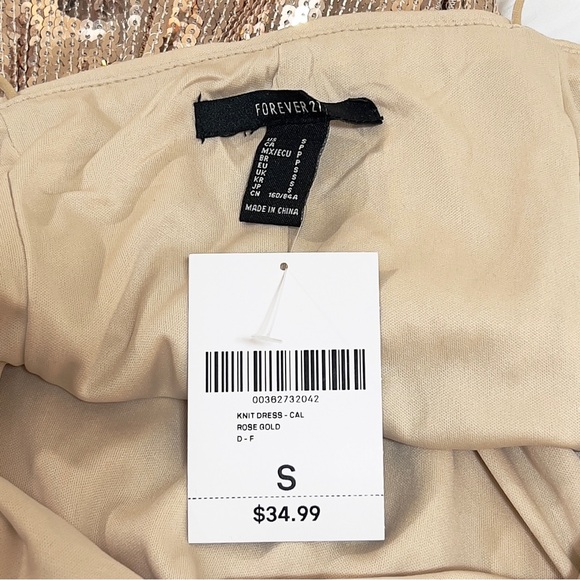 Forever 21 Rose Gold Sequin Fringe Dress | Small | NWT - Picture 3 of 3